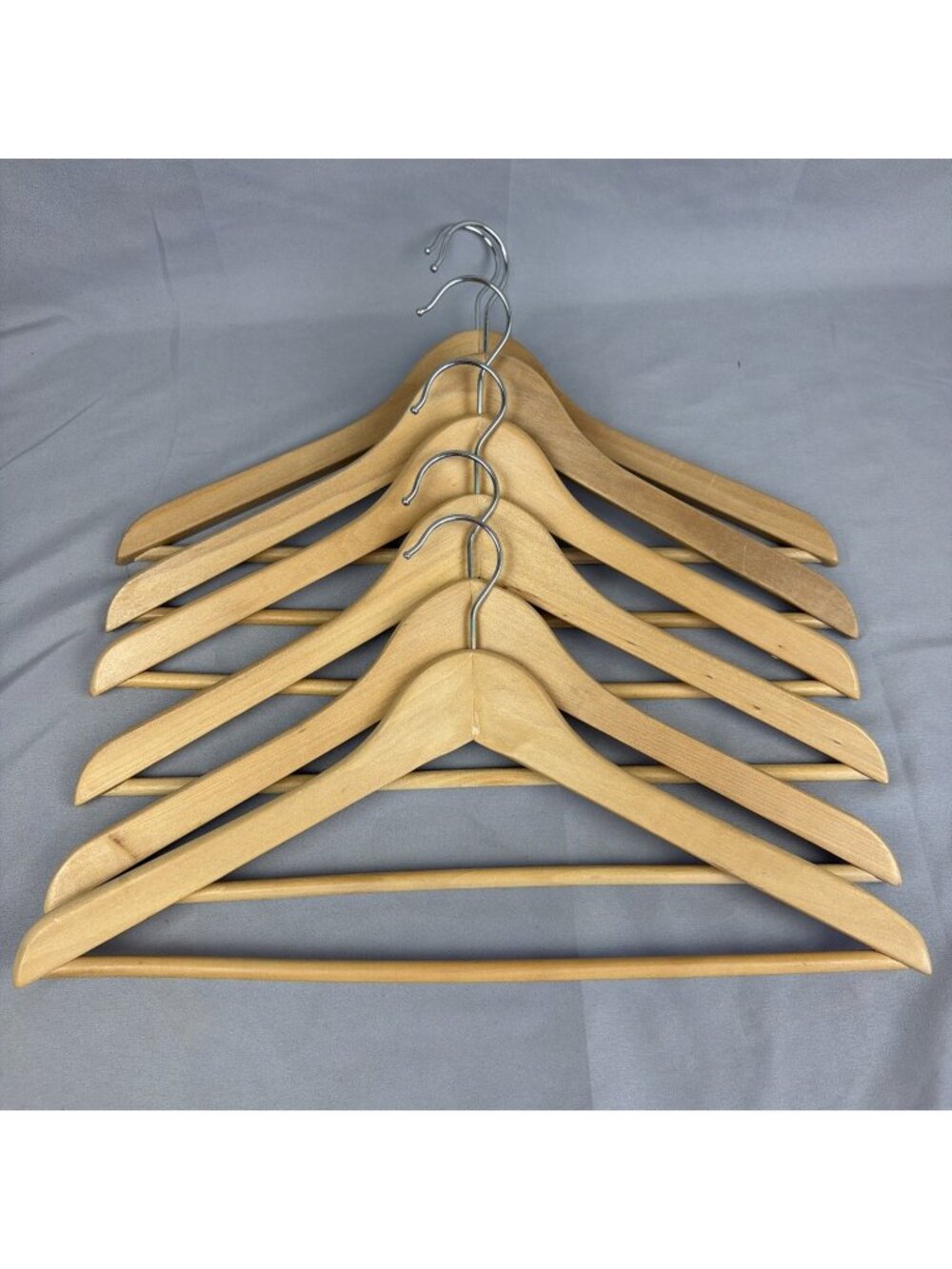 Lot 6 Vintage Wooden & Metal Suit Coat Hangers Wood